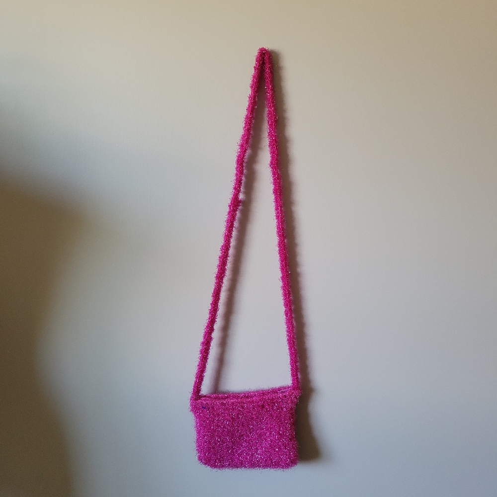 Pink crochet sparkle mini bag 90s Y2K